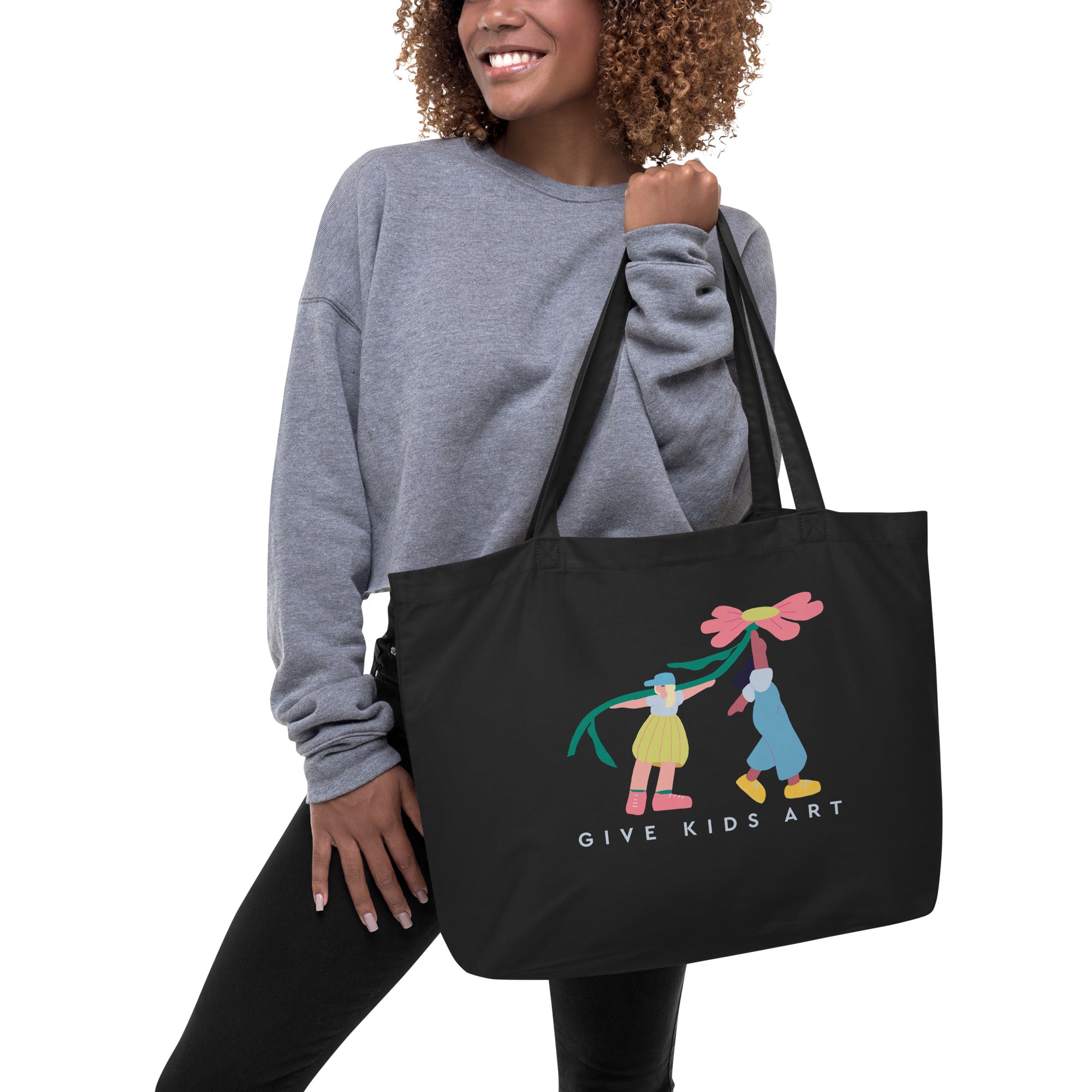 "Little Hands, Big Dreams" Large Organic Tote Bag