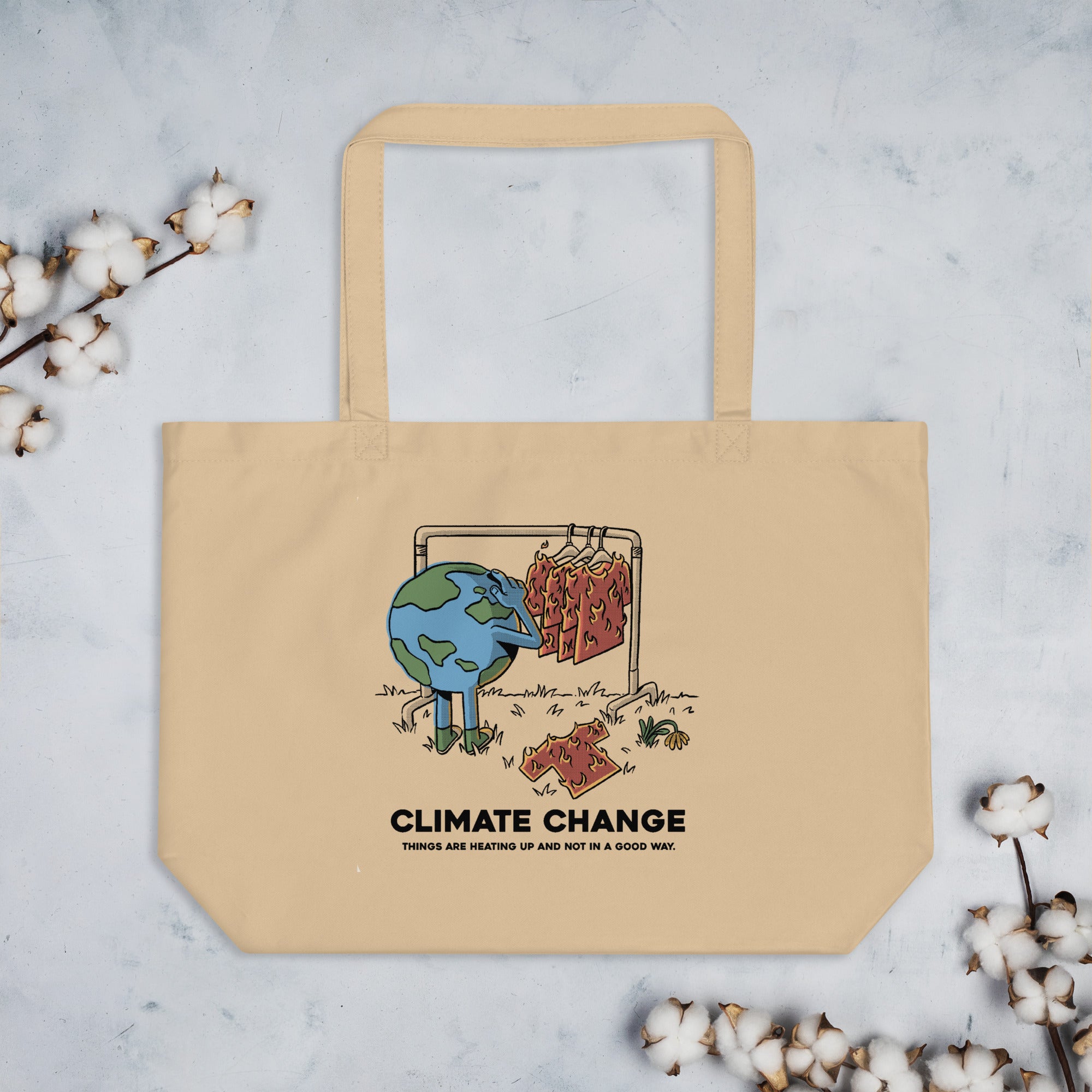 "Things are heating up" Large Organic Tote Bag